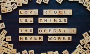 Scrabble pieces spelling message