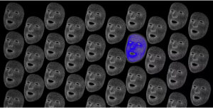 Images of masks with one highlighted