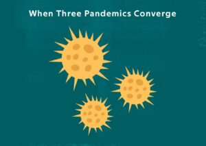 Image of three virus molecules