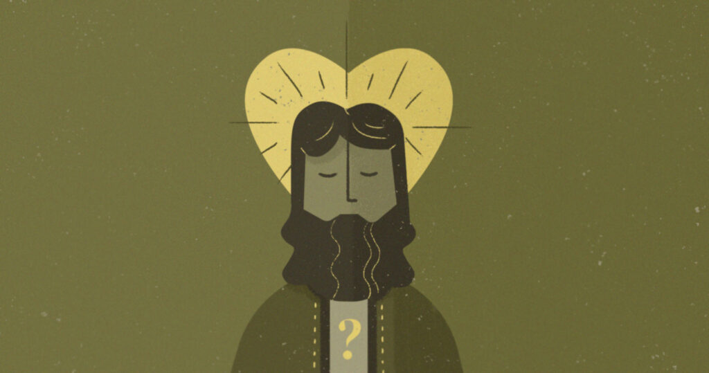 Drawing of Jesus imposed over a heart