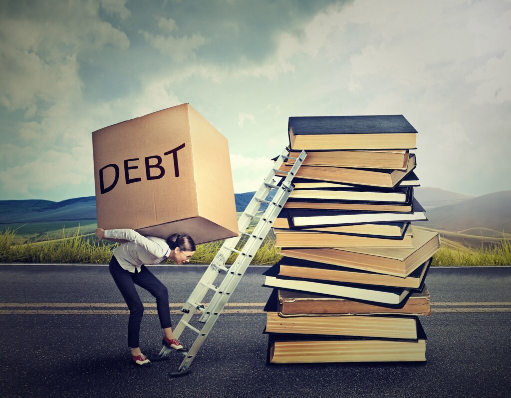 Image of student carrying heavy debt load