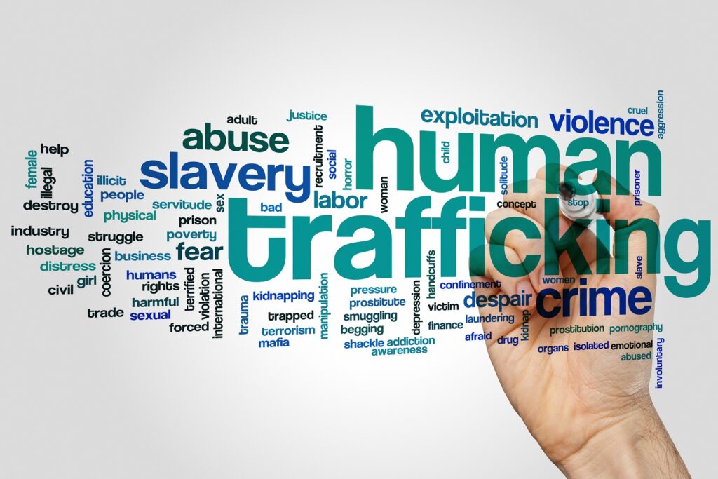 Image of words associated with human trafficking