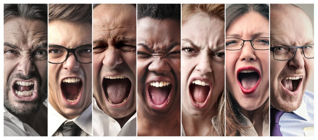 Collage of angry faces