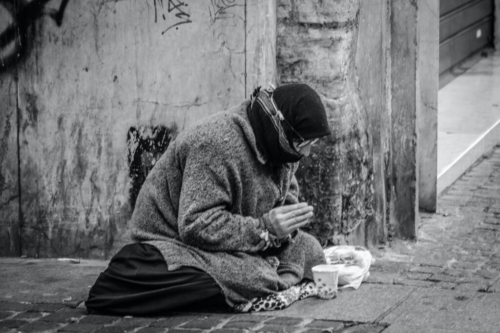 Picture of homeless person in winter