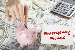 Image of a piggy bank with cash for an emergency fund