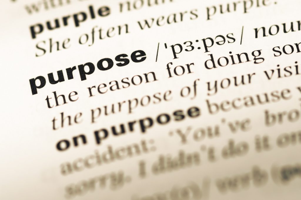 Photo of a dictionary definition for "purpose."